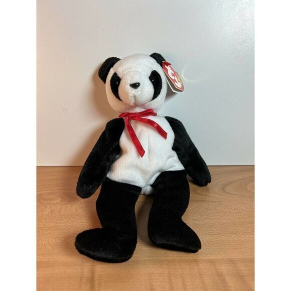 Ty Beanie Baby Fortune Plush 8in Panda Bear Stuffed Animal Retired with Tag 1998 - Picture 1 of 10